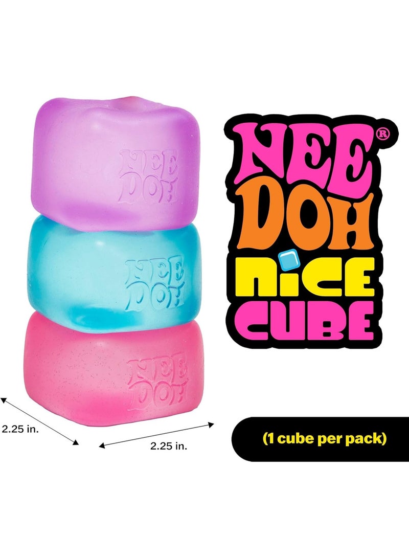 NeeDoh Nice Cube Sensory Squeeze Toy, Super Solid Squish Stress Relief Cube, Returns to Shape for Endless Fidget Fun, Soft & Durable, 2.25 Inch Blue Cube